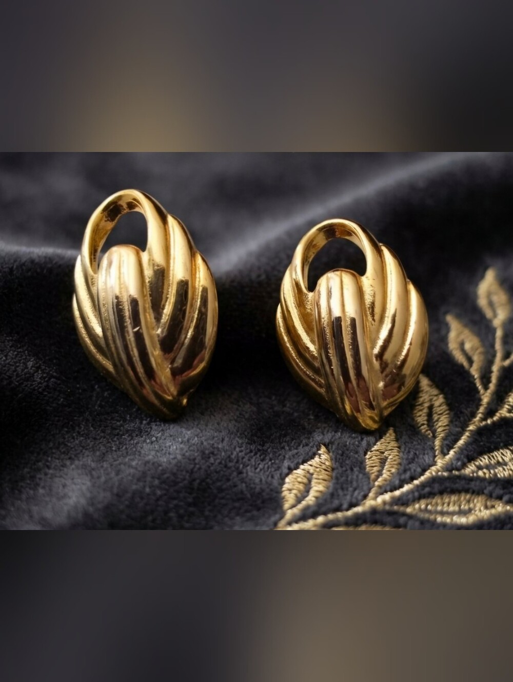 Gold-Tone Sculpted Wave Post Earrings